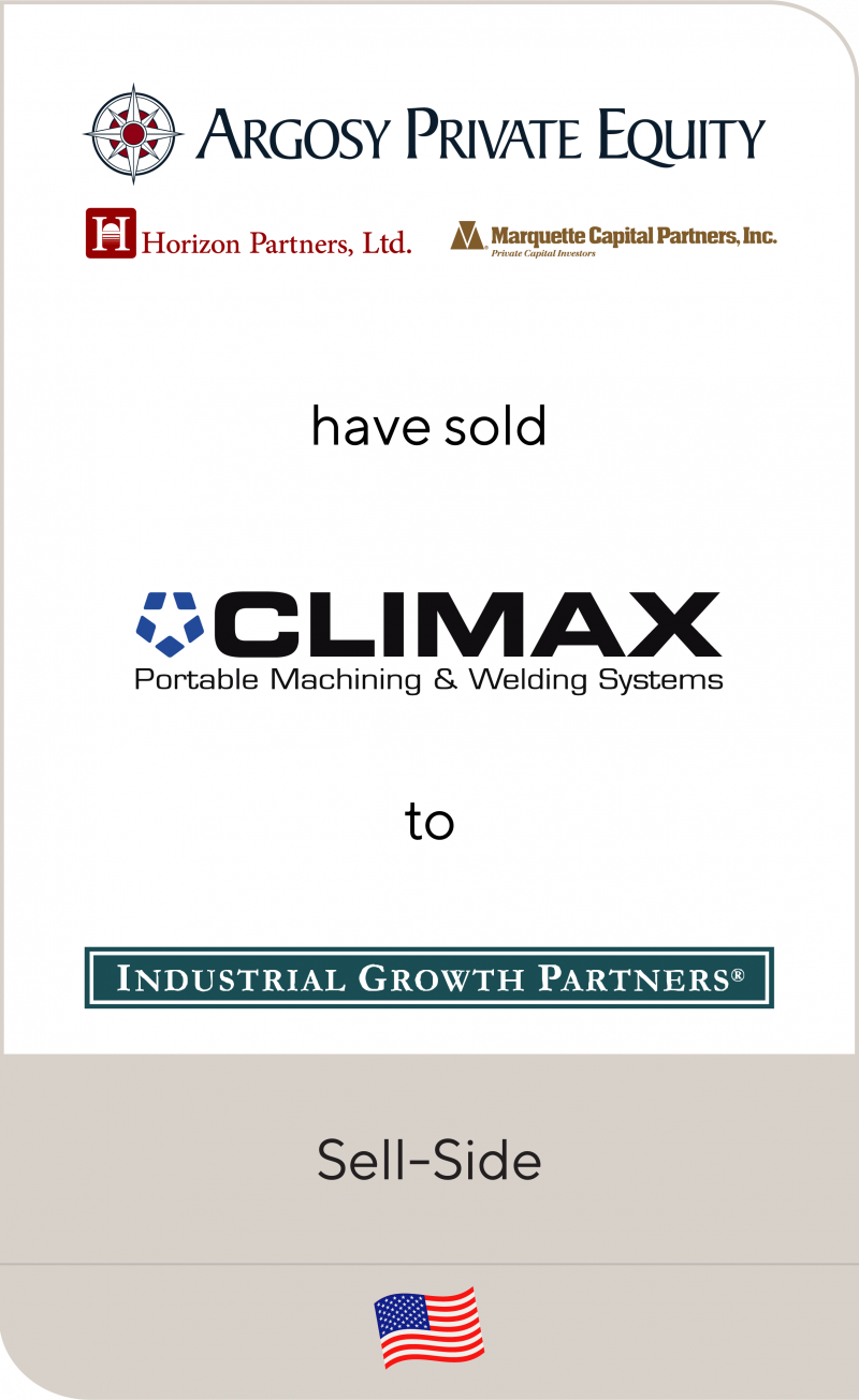 Shareholders of Climax Portable Machining & Welding Systems have been sold to Industrial Growth Partners