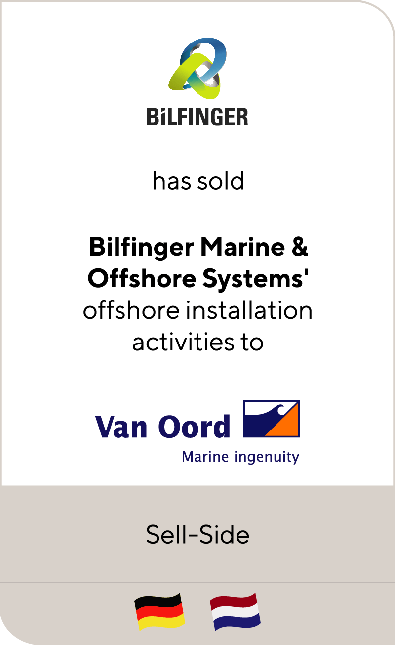 Bilfinger SE has sold its Polish and German offshore business units to VTC Group and the Dutch Van Oord Group