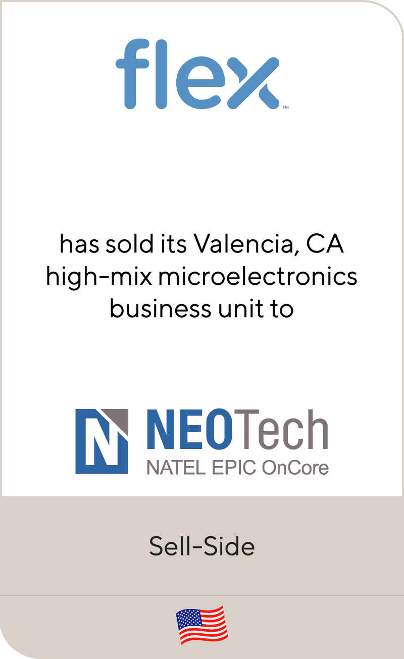 Flex has sold its high-mix microelectronics business unit to NEO Tech