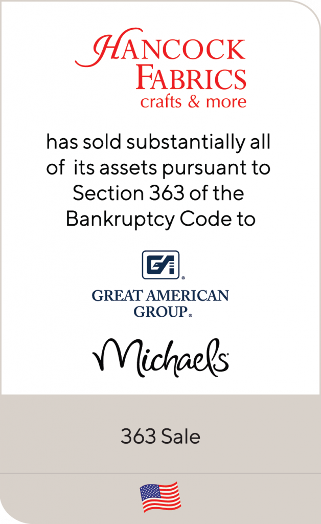 Hancock Fabrics Inc. has been sold to Great American Group, LLC