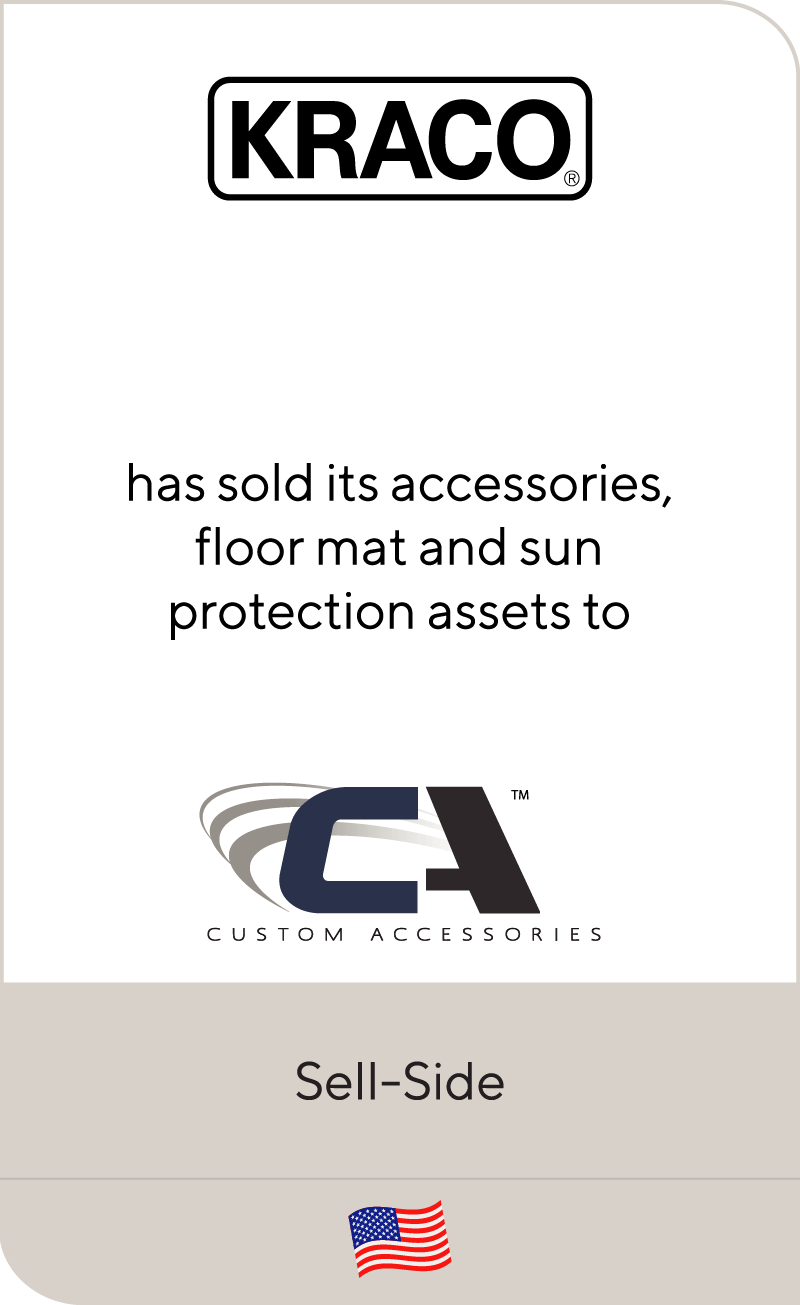 Kraco has sold its accessories, floor mat and sun protection assets to Custom Accessories