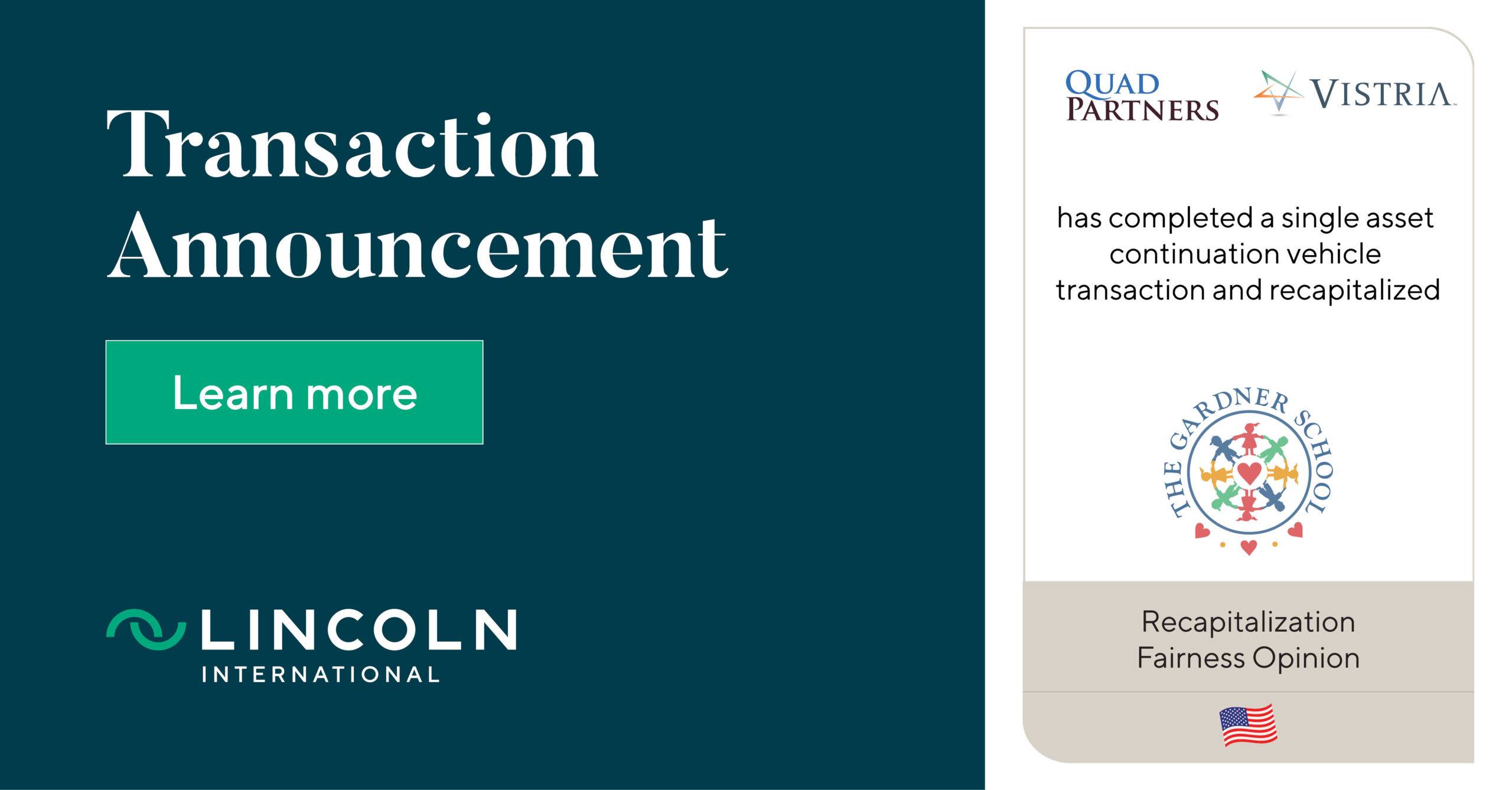 Quad Partners and Vistria has completed a single asset continuation