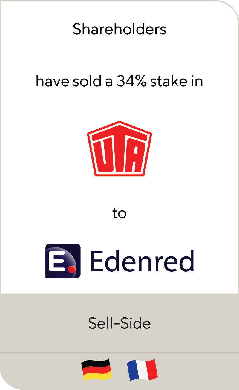 Private shareholders have sold a 34% stake in UNION TANK Eckstein Group to Edenred